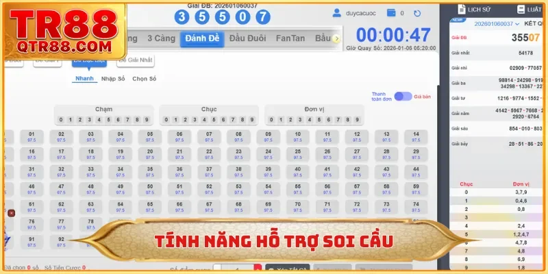 Tính năng hỗ trợ soi cầu