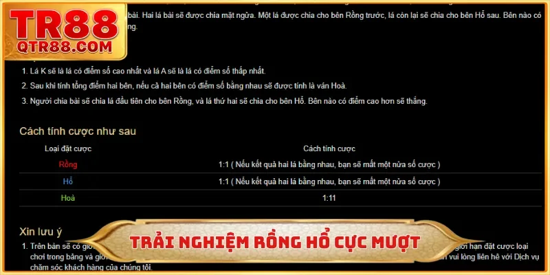 Trải nghiệm rồng hổ cực mượt